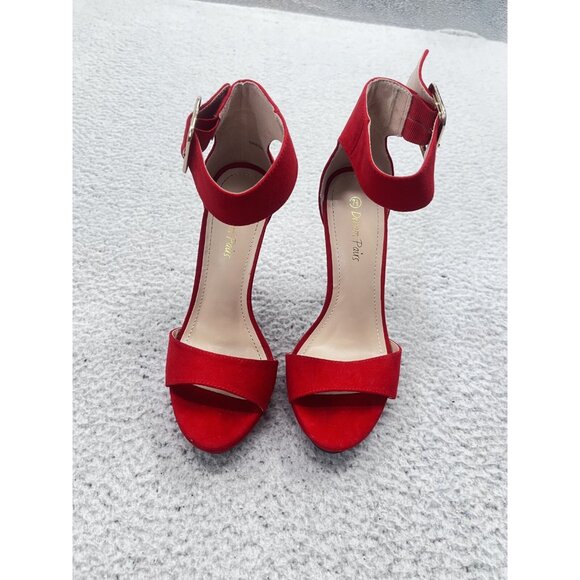 Dream Pairs Red Open Toe Platform Stiletto High Heels Ankle Straps Size 7.5 - Picture 4 of 11